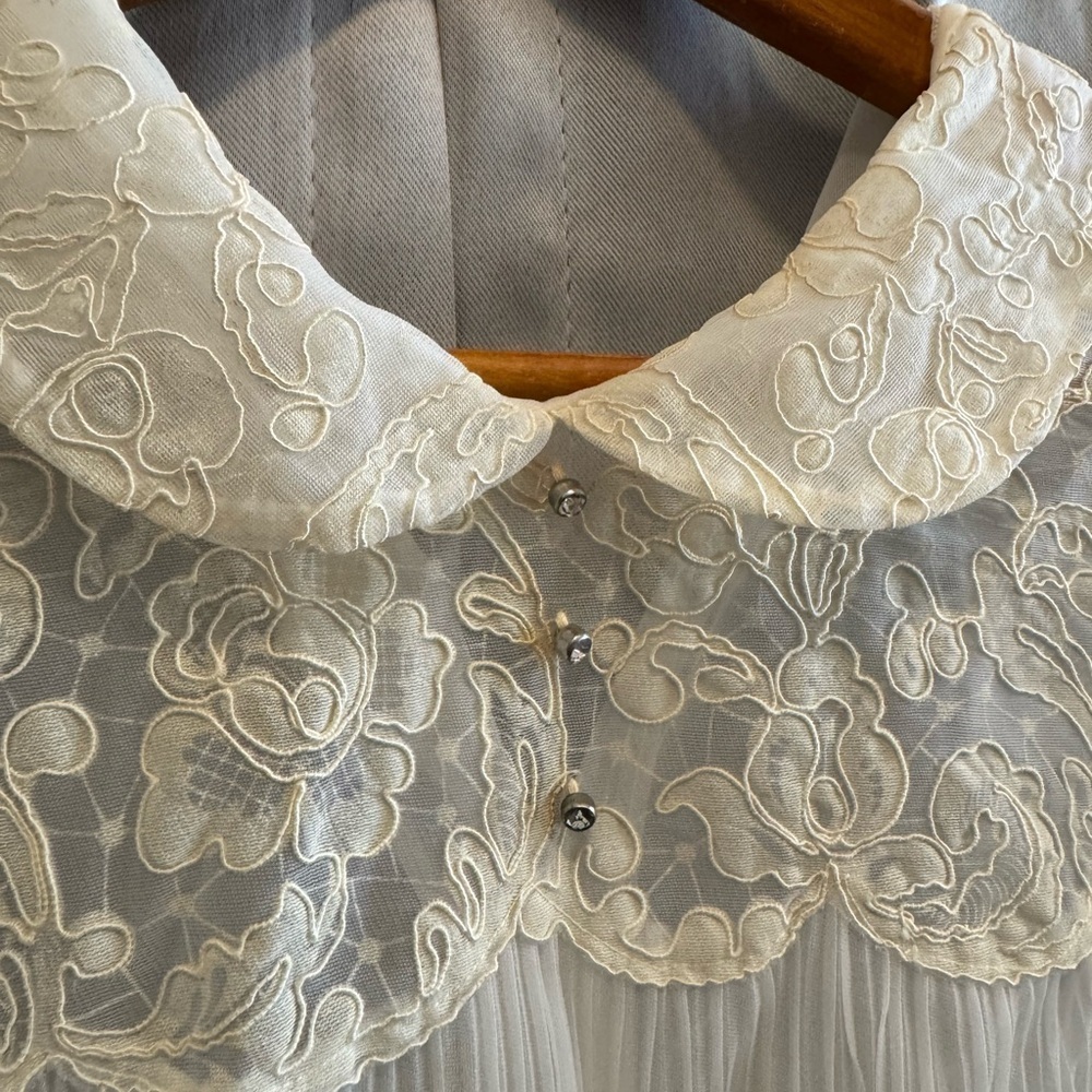 Debcraft 1950s Sheer Nylon Blouse with Rhinestone Details Delicate Details 36 - Picture 3 of 10